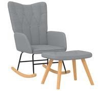 vidaXL Silla Mecedora con Reposapiés Balancín Reclinable Asiento Sillón Salón Sala de Estar Muebles Mobiliario Relajante Decoración Tela Gris Claro