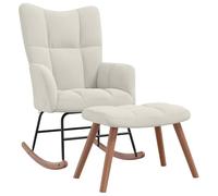 vidaXL Silla Mecedora con Reposapiés Balancín Reclinable Asiento Sillón Salón Sala de Estar Muebles Mobiliario Relajante Decoración Terciopelo Crema
