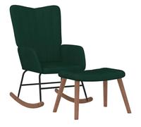 vidaXL Silla Mecedora con Reposapiés Balancín Reclinable Asiento Sillón Salón Sala de Estar Mobiliario Relajante Decoración Terciopelo Verde Oscuro