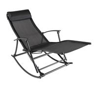 vidaXL Silla Mecedora de Jardín, Asiento de Descanso Relax, Sillón Plegable, Mueble para Patio Porche, Acero y Negro