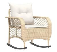 Silla Mecedora de Jardín vidaXL, Beige, Ratán Sintético, Cojines Acolchados, Funda Lavable, Relajación al Aire Libre