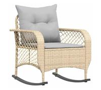 Vidaxl silla mecedora de jardín con cojines ratán sintético beige