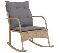 vidaXL Silla Mecedora de jardín con Cojines ratán sintético Beige, Silla de jardín, Asientos de jardín, Silla de Patio, Asiento de jardín