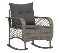 Silla Mecedora de Jardín vidaXL, Gris, Ratán Sintético, Cojines Acolchados, Funda Extraíble y Lavable, Resistente a los Rayos UV
