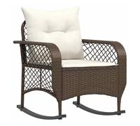 Vidaxl silla mecedora de jardín con cojines ratán sintético marrón