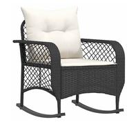 Vidaxl silla mecedora de jardín con cojines ratán sintético negro