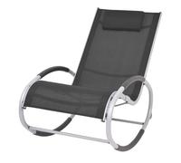 Vidaxl silla mecedora de jardín de textilene negro