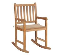Vidaxl silla mecedora de madera maciza de teca con cojín beige