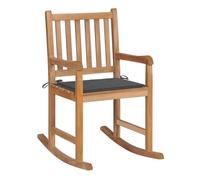 Vidaxl silla mecedora de madera maciza teca con cojín gris antracita