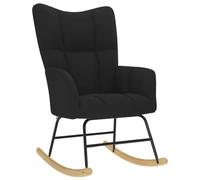 vidaXL Silla Mecedora de Tela Negro, Silla, Silla Relajante, Silla de Relax, Silla de salón, Mecedora, Silla de Tela, Mecedora de Tela