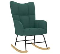 vidaXL Silla Mecedora de Tela Verde Oscura, Silla, Silla Relajante, Silla de Relax, Silla de salón, Mecedora, Silla de Tela, Mecedora de Tela