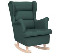 vidaXL Silla Mecedora de Tela Verde Oscuro 74x90x102 cm, Silla, sillón de salón, Silla de Relax, sillón, Asiento de salón, Mecedora, Silla de Relax