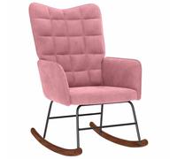 vidaXL Silla Mecedora de Terciopelo Rosa, Silla, sillón de salón, sillón mecedor, sillón, sillón de Relax, sillón Relax, sillón de Terciopelo