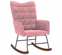 vidaXL Silla Mecedora de Terciopelo Rosa, Silla, sillón de salón, sillón mecedor, sillón, sillón de Relax, sillón Relax, sillón de Terciopelo