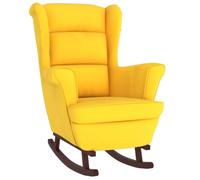 vidaXL Silla Mecedora Patas Balancín Reclinable Asiento Sillón Salón Sala de Estar Muebles Mobiliario Relajación Madera de Caucho Terciopelo Amarillo