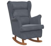 vidaXL Silla Mecedora Patas Balancín Reclinable Asiento Sillón Salón Sala de Estar Muebles Mobiliario Madera de Caucho Terciopelo Gris Oscuro