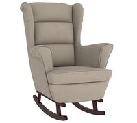vidaXL Silla Mecedora Patas Balancín Reclinable Asiento Sillón Salón Sala de Estar Muebles Mobiliario Madera de Caucho Terciopelo Gris Claro