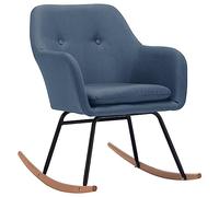 vidaXL Silla Mecedora Patio Jardín Exterior Hogar Salón Comedor Habitación Porche Balancín Acholchada Suave Tapizada Estable de Tela Azul