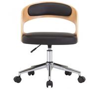 VidaXL Silla Oficina Giratoria Curvada Madera/Negro