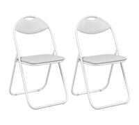 vidaXL Silla Plegable 2 pcs 48 x 43,5 x 81 cm Cuero sintético, Silla compacta, Moderna y portátil, Ideal para Comedor, Aula, Sala, Liviana, Resistente y Flexible