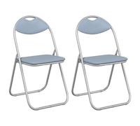 vidaXL Silla Plegable 2 pcs Gris 48 x 43,5 x 81 cm Cuero sintético, Silla compacta, Moderna y portátil, Ideal para Comedor, Aula, Sala, Liviana, Resistente y Flexible