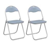 vidaXL Silla Plegable 2 pcs Gris 48 x 43,5 x 81 cm Cuero sintético, Silla de Comedor Plegable, Moderna de Cuero sintético, Asiento Acolchado cómodo, práctica y Ahorra Espacio