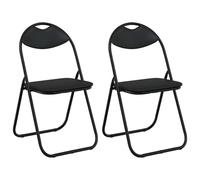 vidaXL Silla Plegable 2 pcs Negro 48 x 43,5 x 81 cm Cuero sintético, Silla compacta, Moderna y portátil, Ideal para Comedor, Aula, Sala, Liviana, Resistente y Flexible