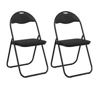 vidaXL Silla Plegable 2 pcs Negro 48 x 43,5 x 81 cm Cuero sintético, Silla de Comedor Plegable, Moderna de Cuero sintético, Asiento Acolchado cómodo, práctica y Ahorra Espacio