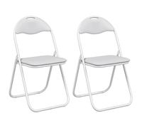 vidaXL Silla Plegable 2 pcs y Gris 48 x 43,5 x 81 cm Cuero sintético, Silla de Comedor Plegable, Moderna de Cuero sintético, Asiento Acolchado cómodo, práctica y Ahorra Espacio