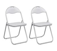 vidaXL Silla Plegable 2 pcs y Gris 48 x 43,5 x 81 cm Cuero sintético, Silla de Comedor Plegable, Moderna de Cuero sintético, Asiento Acolchado cómodo, práctica y Ahorra Espacio