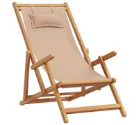 vidaXL Silla Plegable Color Topo, Madera Maciza de eucalipto y Tela.