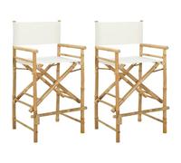 vidaXL Silla plegable para directores, 2 unidades, natural, 58 x 48 x 115 cm, bambú, moderna, plegable, silla de registro de bambú, elegante y portátil, ahorra espacio para interiores y exteriores