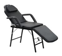 vidaXL Silla portátil de tratamiento facial para interiores, hogar, dormitorio, salón, plegable, sala de estar, cama, reclinable, piel sintética, color negro