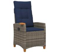 vidaXL Silla reclinable con Bandeja para té con cojín 62 x 64 x 112 cm, Recliner Moderno para jardín, Respaldo Ajustable, Silla cómoda, Mueble de Rattan para Exteriores, Relax en el Patio