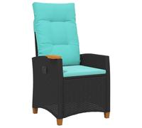 vidaXL Silla reclinable con Bandeja para té con cojín 62 x 64 x 112 cm, Recliner Moderno para jardín, Respaldo Ajustable, Silla cómoda, Mueble de Rattan para Exteriores, Relax en el Patio