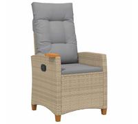 vidaXL Silla reclinable con Bandeja para té con cojín 62 x 64 x 112 cm, Recliner Moderno para jardín, Respaldo Ajustable, Silla cómoda, Mueble de Rattan para Exteriores, Relax en el Patio