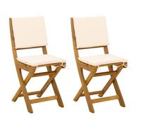 vidaXL Sillas Bistro de Exterior 2 pcs Blanco Crema, Sillas de bistró Exteriores, Plegables y rústicas, mobiliario de jardín, Set de salón de Acacia