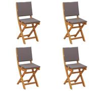 vidaXL Sillas Bistro de Exterior 4 pcs Gris Oscuro 38 x 46 x 85 cm, Sillas de Bistro de Madera de Acacia, Plegables, Rústicas, Muebles de Jardín, Asientos para Patio