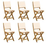 vidaXL Sillas Bistro de Exterior 6 pcs Blanco Crema 38 x 46 x 85 cm, Sillas de Bistro de Madera de Acacia, Plegables, Rústicas, Muebles de Jardín, Asientos para Patio