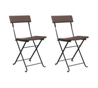 Vidaxl sillas bistró plegables 2 uds acero y ratán sintético marrón