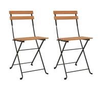 Vidaxl sillas cafetería plegables 2 uds acero y madera maciza de teca