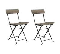 Vidaxl sillas cafetería plegables 2 uds acero y ratán sintético gris