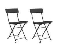 Vidaxl sillas cafetería plegables 2 uds acero y ratán sintético negro