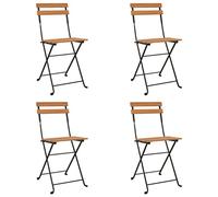 vidaXL Sillas cafetería Plegables 4 uds Acero y Madera Maciza de Teca