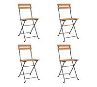 Revera Sillas plegables de bistró 4 piezas madera maciza teca y acero
