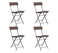 Sillas Cafeterãa Plegables 4 Uds Acero Y Ratã¡n Sintã tico Marrã³n Vidaxl