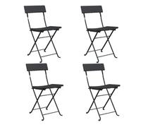 Vidaxl sillas cafetería plegables 4 uds acero y ratán sintético negro