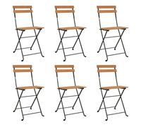 Vidaxl sillas cafetería plegables 6 uds acero y madera maciza de teca