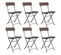 Vidaxl sillas cafetería plegables 6 uds acero y ratán sintético marrón