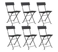 Vidaxl sillas cafetería plegables 6 uds acero y ratán sintético negro